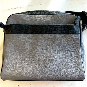 Coach Heather Gray & Black Unisex Pebbled Leather Messager Bag